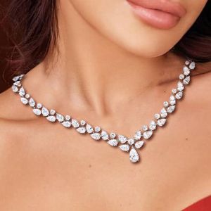 Classic Pear Cut White Sapphire Necklace Necklace For Women  