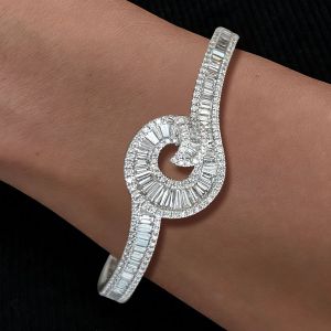 Baguette Cut White Sapphire Jewelry Bangle For Women 