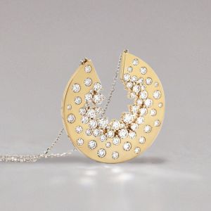 Two Tone Round Cut White Sapphire Pendant Wedding Necklace For Women  