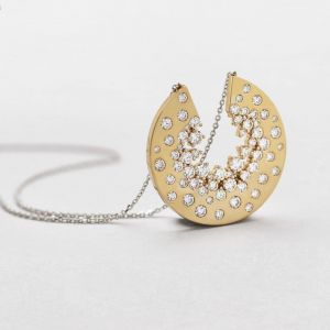 Two Tone Round Cut White Sapphire Pendant Wedding Necklace For Women  