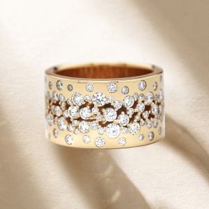 Golden Round Cut White Sapphire Wedding Band  