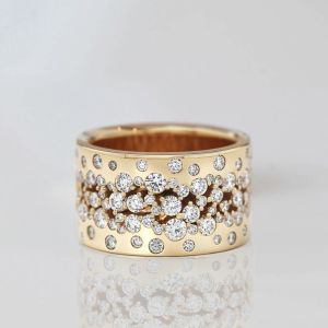 Golden Round Cut White Sapphire Wedding Band  