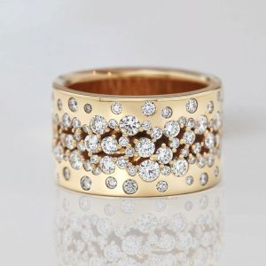 Golden Round Cut White Sapphire Wedding Band  