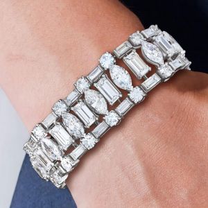 Emerald Cut White Sapphire Bracelets For Women 