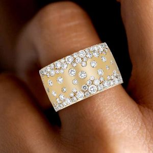 Golden Round Cut White Sapphire Wedding Band For Women