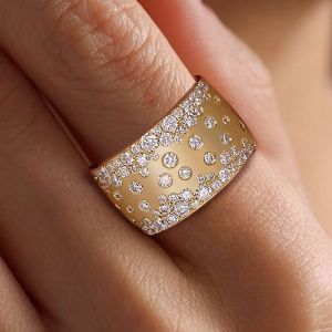 Golden Round Cut White Sapphire Wedding Band For Women