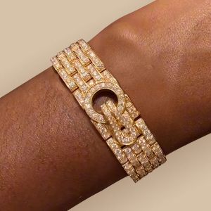 Golden Round Cut White Sapphire Bracelets For Women 