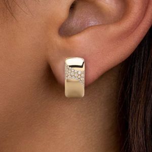 Golden Round Cut White Sapphire Hoop Earrings Bridal Jewelry For Women