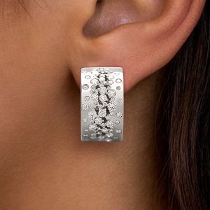 Round Cut White Sapphire Hoop Earrings Bridal Jewelry For Women