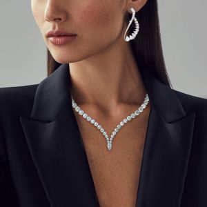 Pear Cut White Sapphire Jewelry Necklace & Earrings Set For Women