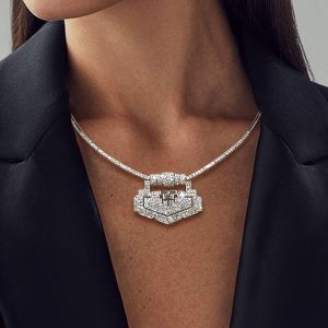 Round Cut White Sapphire Wedding Necklace For Women