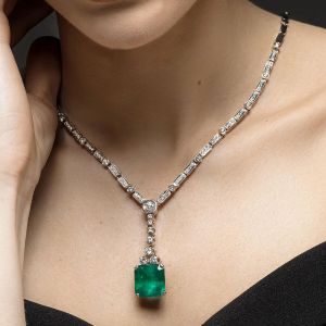 Next Necklace Emerald Cut Emerald Sapphire Wedding Necklace For Women