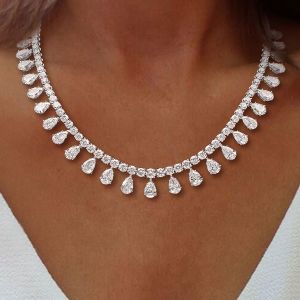 Pear Cut White Sapphire Jewelry Necklace For Women
