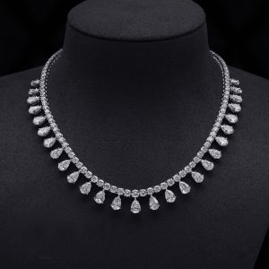 Pear Cut White Sapphire Jewelry Necklace For Women