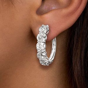 Round Cut White Sapphire Hoop Earrings For Women