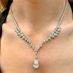Pear Cut White Sapphire Wedding Necklace For Women