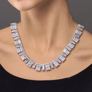 Next Necklace Radiant Cut White Sapphire Wedding Necklace For Women