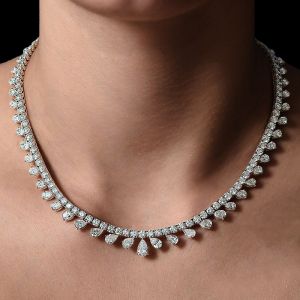 Next Necklace Pear Cut White Sapphire Wedding Necklace For Women 