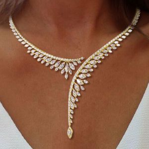 Open Design Marquise Cut White Sapphire Pendant Necklace For Women
