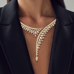 Open Design Marquise Cut White Sapphire Pendant Necklace For Women