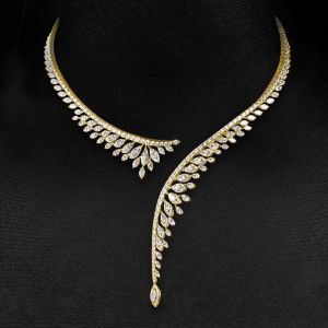 Open Design Marquise Cut White Sapphire Pendant Necklace For Women