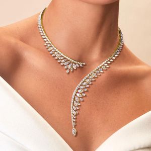 Open Design Marquise Cut White Sapphire Pendant Necklace For Women