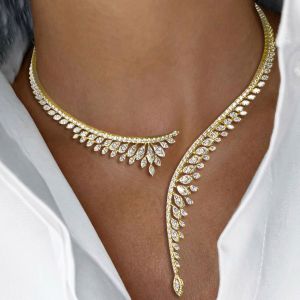 Open Design Marquise Cut White Sapphire Pendant Necklace For Women