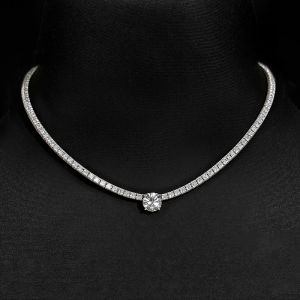 Round Cut White Sapphire Wedding Necklace For Women