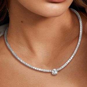 Round Cut White Sapphire Wedding Necklace For Women