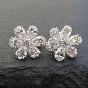 Next Necklace Flower Pear Cut White Sapphire Stud Earrings For Women