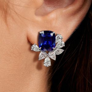 Next Necklace Cushion Cut Blue Sapphire Stud Earrings For Women