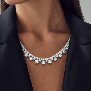 Round Cut White Sapphire Wedding Necklace For Women 