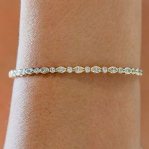 Next Necklace Golden Marquise & Round Cut White Sapphire Tennis Bracelet For Women