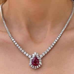 Next Necklace Pear Cut Ruby Sapphire Wedding Necklace For Women