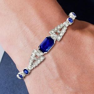 Next Necklace Emerald Cut Blue Sapphire Tennis Bracelet For Women
