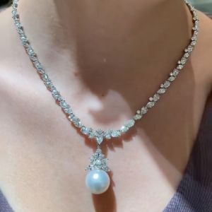 Next Necklace Round Cut Pearl Wedding Necklace For Women 