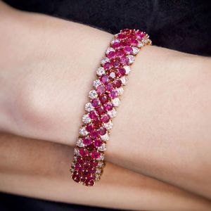 Next Necklace Golden Round Cut Ruby Sapphire Tennis Bracelet For Women