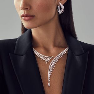Next Necklace Marquise Cut White Sapphire Necklace & Earrings Set For Women
