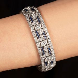 9.21 Ct Art Deco Milgrain Marquise Cut White Sapphire Bracelet Bridal Jewelry For Women