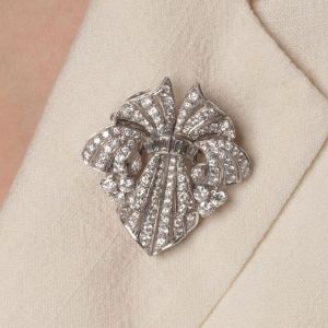Next Necklace Art Deco Round Cut White Sapphire Brooch For Women