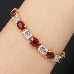Next Necklace Two Tone Oval Cut Ruby Sapphire Tennis Bracelet For Women
