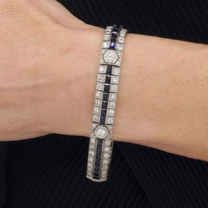 Next Necklace Art Deco Radiant Cut Blue Sapphire Bracelet For Women
