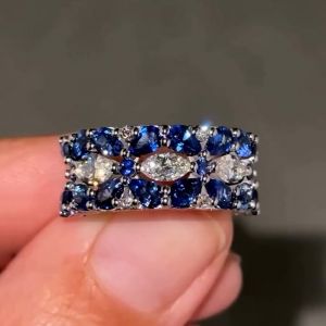 Next Necklace Pear Cut Blue Sapphire Wedding Band For Women