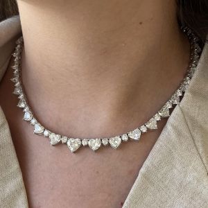 Next Necklace Heart Cut White Sapphire Tennis Wedding Necklace For Women