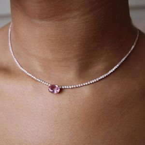 Next Necklace Rose Gold Oval Cut Pink Sapphire Wedding Necklace For Women