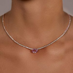 Next Necklace Rose Gold Oval Cut Pink Sapphire Wedding Necklace For Women