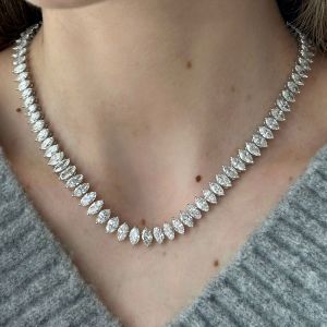 Next Necklace Marquise Cut White Sapphire Tennis Wedding Necklace For Women