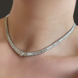 Next Necklace Emerald Cut White Sapphire Tennis Wedding Necklace For Women