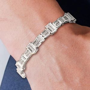 Next Necklace Emerald Cut White Sapphire Tennis Bracelet For Women