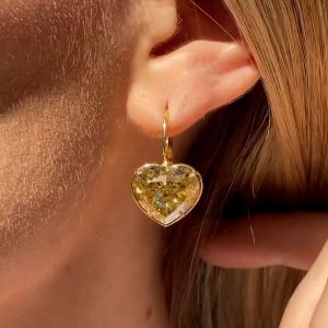 Next Necklace Heart Cut Yellow Sapphire Drop Earrings For Women  